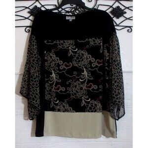 JM Collection Women's Top Size XL Short Sleeve Multicolored Round Neck